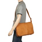 Constancio Large East West Messenger - Vaquetta Leather (Black)