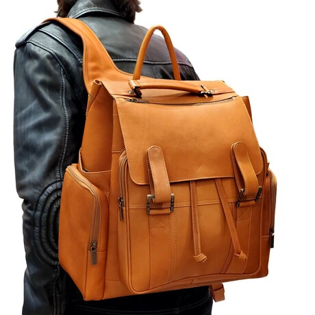 Aladino XL Backpack - Vaquetta Leather (Black)