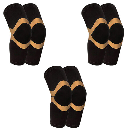 3-Pairs // Copper-Infused Compression Elbow Sleeve // Black + Beige (Medium)