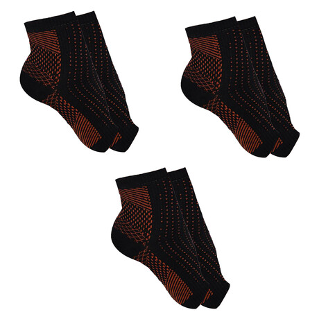 3-Pairs // Copper-Infused Plantar Fasciitis Compression Foot Sleeves // Brown + Tan