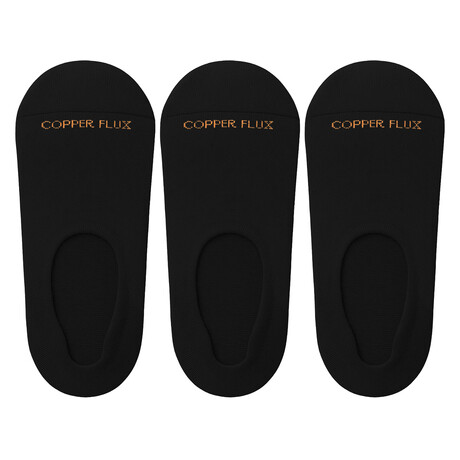 3-Pairs // Copper Infused No Show Socks // Black (Small/Medium)