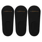 3-Pairs // Copper Infused No Show Socks // Black (Small/Medium)