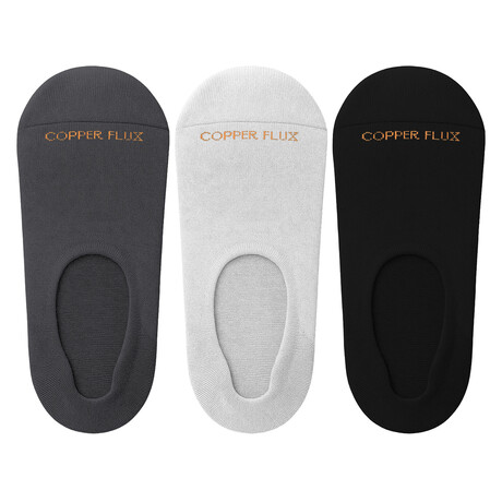 3-Pairs // Copper Infused No Show Socks // Subtle (Small/Medium)