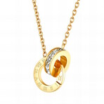 18K Gold Plated Steel + Cubic Zirconia Eclipse Duo Interlocking Pendant Necklace // 16"