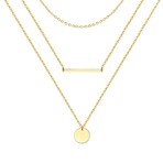 18K Gold Plated Steel Trio Layered Minimalist Necklace // 15.35"-25.6"