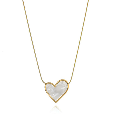 18K Gold Plated Steel Apollo Bar Heart Pendant Necklace // 16"