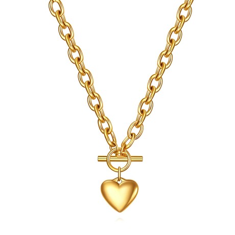 18K Gold Plated Steel Amora Heart Pendant Necklace // 18"