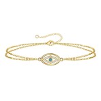 18K Gold Plated Steel + Cubic Zirconia Celeste Evil Eye Protection Bracelet // 6"-8" (Adjustable)