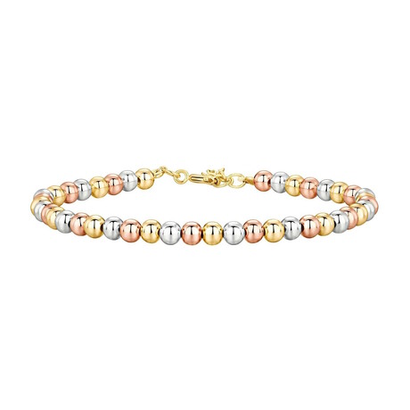 18K Gold Plated Steel Tri-Color Harmony Beaded Bracelet // 6"-8" (Adjustable)