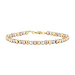 18K Gold Plated Steel Tri-Color Harmony Beaded Bracelet // 6"-8" (Adjustable)