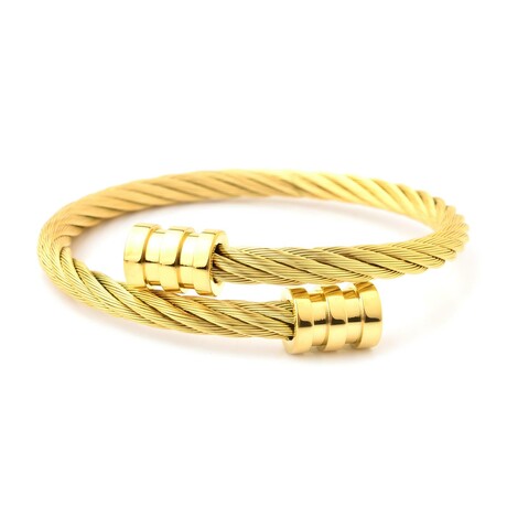 18K Gold Plated Steel Nova Beam Wrap-Bangle Bracelet // 7"