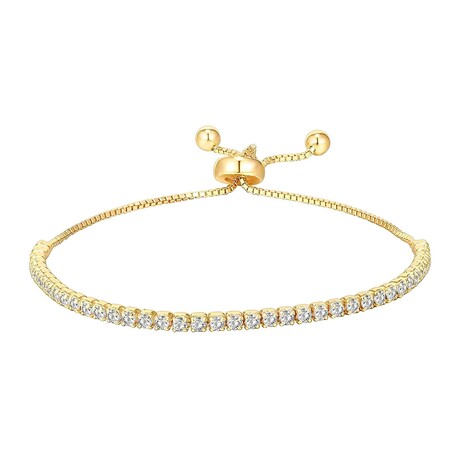 18K Gold Plated Brass + Cubic Zirconia Momentum Tennis Bracelet // 5.5"-7.5" (Adjustable)