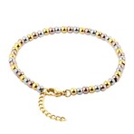 18K Gold Plated Steel Tri-Color Harmony Beaded Bracelet // 6"-8" (Adjustable)