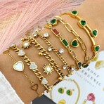 18K Gold Plated Steel + Multi-Colored Cubic Zirconia Equinox Rainbow Bracelet // 6"-8" (Adjustable)