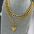 18K Gold Plated Steel Amora Heart Pendant Necklace // 18"