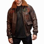Top Gun® Super Vintage Official Signature Series Leather Jacket // Brown (3XL)