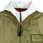 Top Gun® Ma-1 Nylon Bomber Jacket W/ Removable Hood // Olive (2XL)
