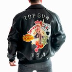 Top Gun® Mens Lucky Leather Jacket // Black (4XL)