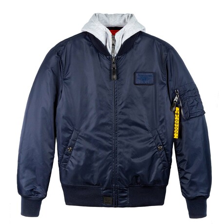 Top Gun® Ma-1 Nylon Bomber Jacket W/ Removable Hood // Navy (S)