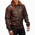 Top Gun® Official Signature Series Leather Jacket // Brown (3XL)
