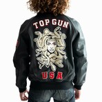 Top Gun® Men's Medusa Leather Jacket // Black (5XL)