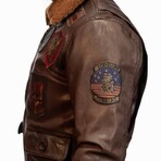 Top Gun® Official Signature Series Leather Jacket // Brown (3XL)