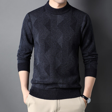 Mock Neck Jaquard Style 2 Sweater// Black (XS)