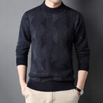 Mock Neck Jaquard Style 2 Sweater// Black (L)