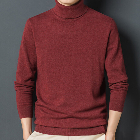 Turtleneck Solid Sweater // Red (XS)