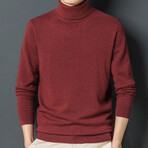 Turtleneck Solid Sweater // Red (L)