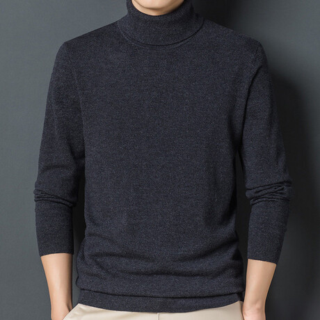 Turtleneck Solid Sweater // Dark Grey (XS)