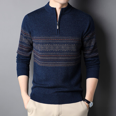 Quarter Zip Sweater // Navy Blue (XS)