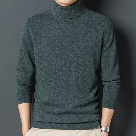 Turtleneck Solid Sweater // Green (XS)