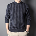 Mock Neck Jaquard Style 1 Sweater // Grey (S)