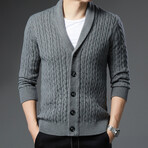 Cable-knit Cardigan // Grey (XL)
