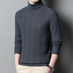 Turtleneck Cable-Knit Sweater // Grey (XL)
