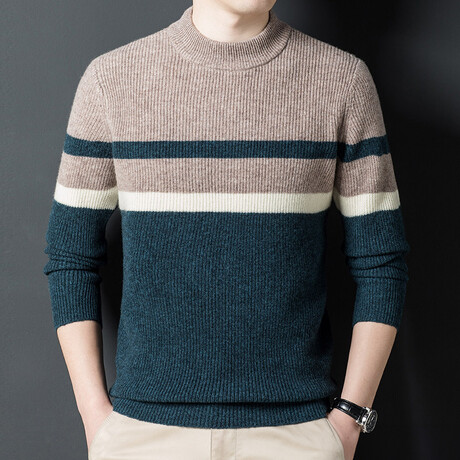 Mock Neck Block Sweater // Camel (XS)