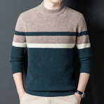 Mock Neck Block Sweater // Camel (M)