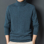 Turtleneck Solid Sweater // Blue (XS)