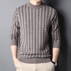 Mock Neck Jaquard Style 1 Sweater // Camel (2XL)