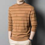 Crewneck Striped Sweater // Camel (S)