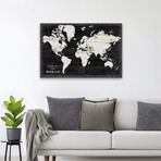 World Map Black Canvas Art Print by Sue Schlabach (16"H x 24"W x 1.5"D)
