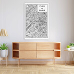 Inverted Paris Map Canvas Art Print by Sue Schlabach (16"H x 24"W x 1.5"D)