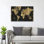 Gilded Map Black Gold Canvas Art Print by Wild Apple Portfolio (16"H x 24"W x 1.5"D)