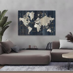 Old World Map Blue Canvas Art Print by Wild Apple Portfolio (16"H x 24"W x 1.5"D)