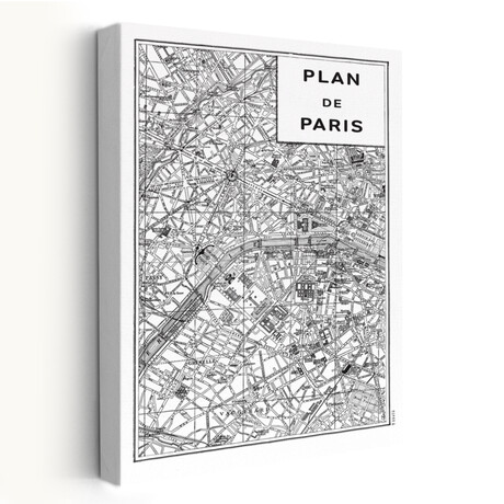 Inverted Paris Map Canvas Art Print  by Sue Schlabach (16"H x 24"W x 1.5"D)