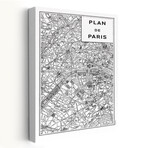 Inverted Paris Map Canvas Art Print by Sue Schlabach (16"H x 24"W x 1.5"D)