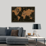 World Map Industrial Canvas Art Print by Sue Schlabach (16"H x 24"W x 1.5"D)