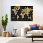 Gilded Map Black Gold Canvas Art Print by Wild Apple Portfolio (16"H x 24"W x 1.5"D)