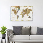 Gilded Map Linen Canvas Art Print by Wild Apple Portfolio (16"H x 24"W x 1.5"D)